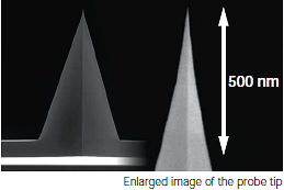 SEM image of tetrahedral tip cantilever (OMCL-AC160TS-)